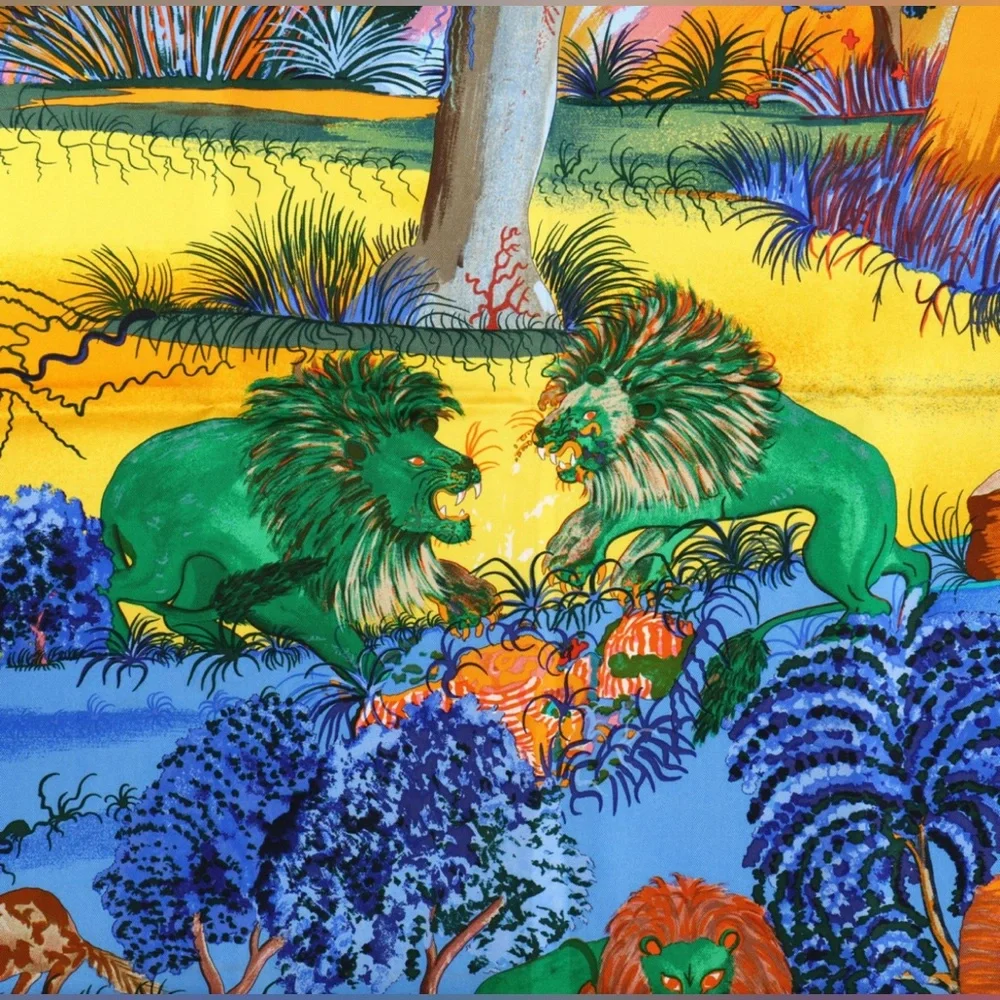 ⭐️SOLD⭐️Hermès Paris Colorful Nuba Mountain 🏔️ 100% Silk Scarf. - Picture 2 of 5